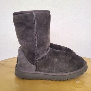 UGG Y2K Classic Short II Gray Boots US 7 Suede Shearling Early 2000s Cozy Warm
